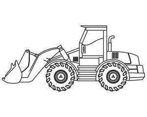 flat design backhoe machine icon vector illustration