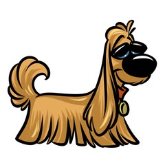 Dog long hair cartoon illustration isolated image animal character 