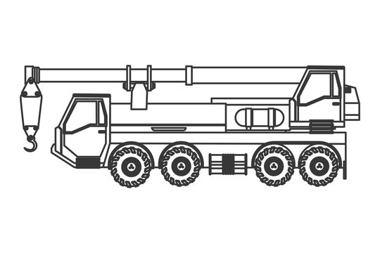 flat design truck crane icon vector illustration