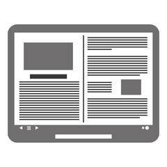 flat design tablet with document on screen icon vector illustration