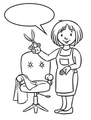 Funny hairdresser. Coloring book.