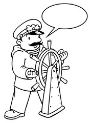 Funny captain or yachtsman. Coloring book
