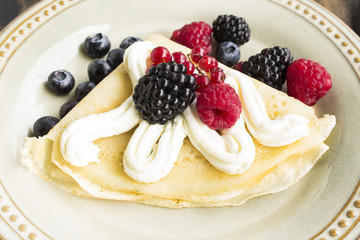 Crepe with Berries and Whipped Cream