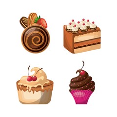 Pastry icon set. Dessert design. Vector graphic.