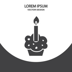 Birthday cupcakes icon on the background