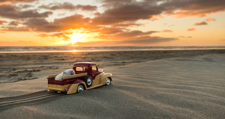 Pickup Truck Sand Sunset © rghenry