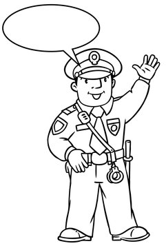 Funny policeman. Coloring book