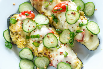 Stuffed zucchini with couscous and mozzarella