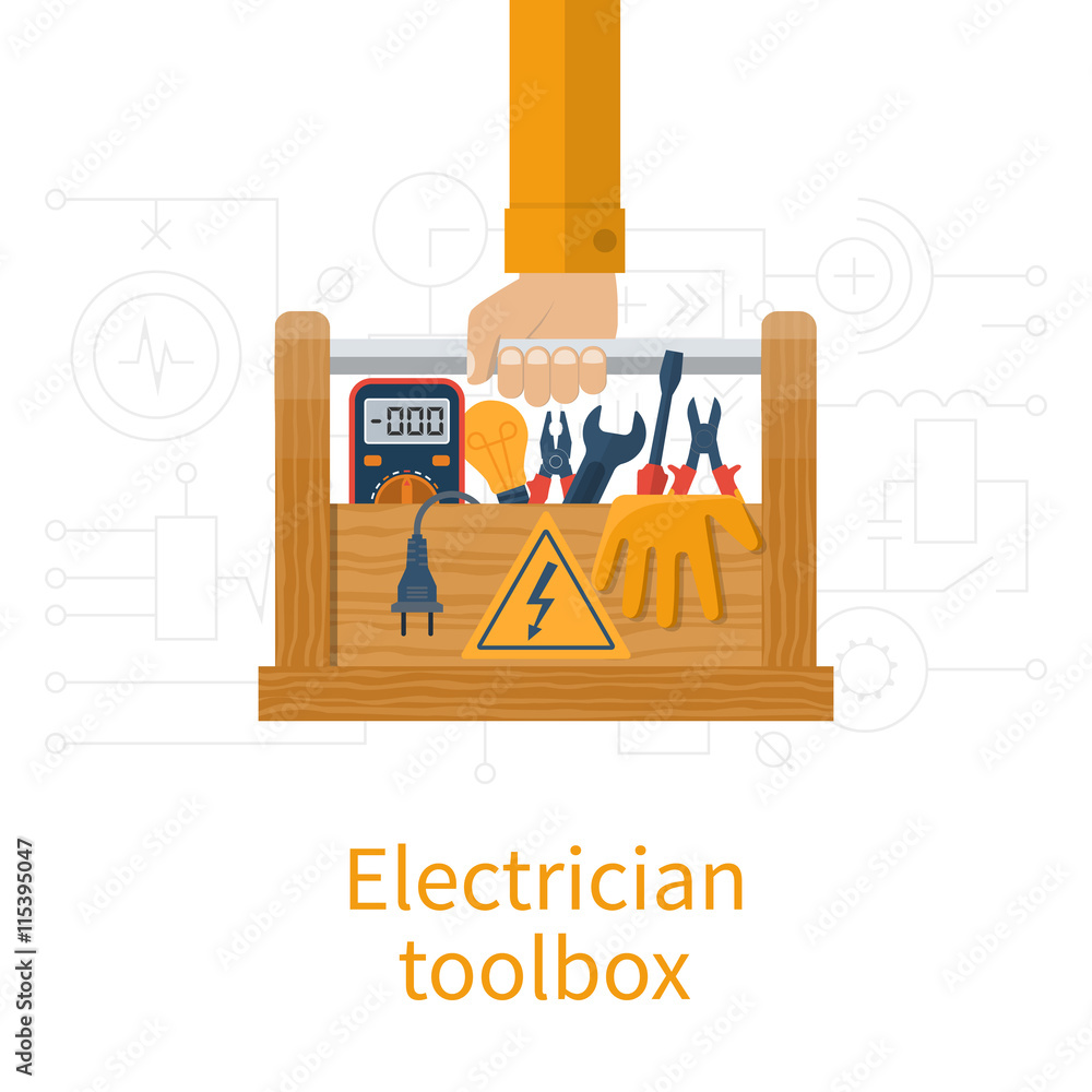 Wall mural toolbox electrician vector