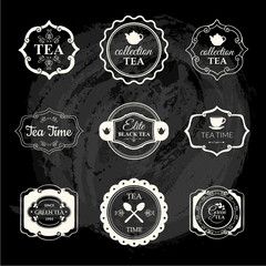 Vector Illustration with tea logo and labels. 