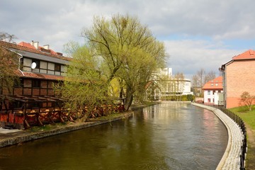 View of Brda river front in Bydgoszcz, Poland - obrazy, fototapety, plakaty