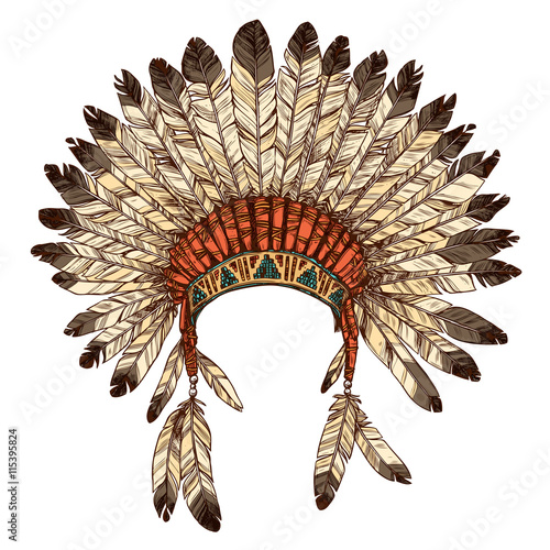 Indian Tribal Chief Feather Hat 