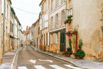 Street scene in the old French village Langres