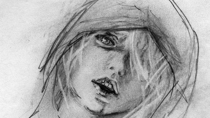 Portrait of a boy, drawn in pencil