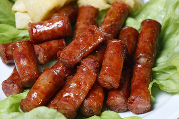 Portion of pork sausage to serve