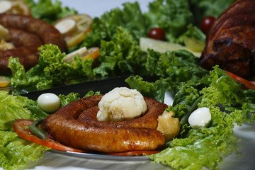 Portion of pork sausage to serve