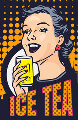 Vintage elegant woman's head with drinks vector pic