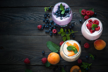 Fototapeta na wymiar Yogurt with berries.