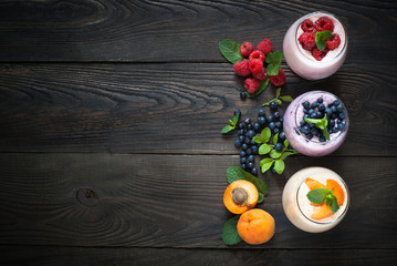 Yogurt with berries.