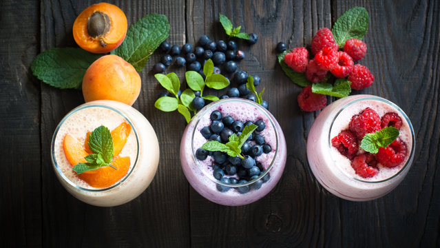 Yogurt with berries.