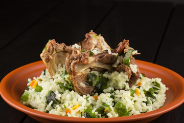 barley risotto with sepia and beans