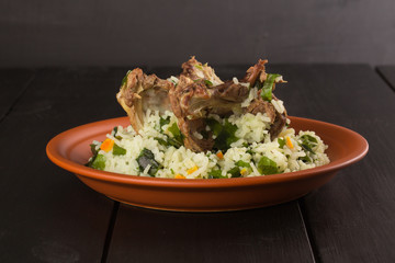 barley risotto with sepia and beans