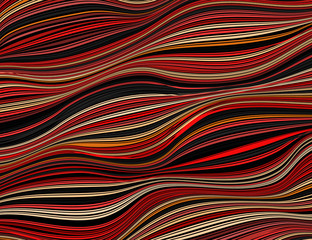 Panele Szklane  Piękny wzór vintage w kolorze czerwonym, żółtym, czarnym. Ozdoba poskręcanych linii. Abstrakcyjne tło wektor z efektem 3D