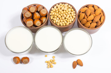 Different vegan milk - vegan drink.