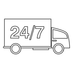 24 7 truck transport service isolated vector illustration