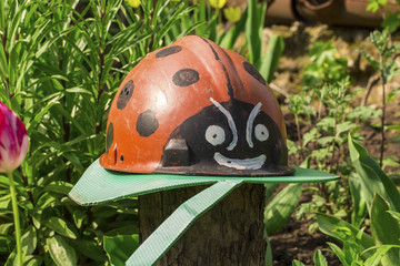 decoration for garden, pot puppets with flowers