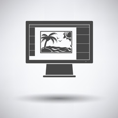 Icon of photo editor on monitor screen