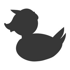 flat design toy rubber duck with hat icon vector illustration
