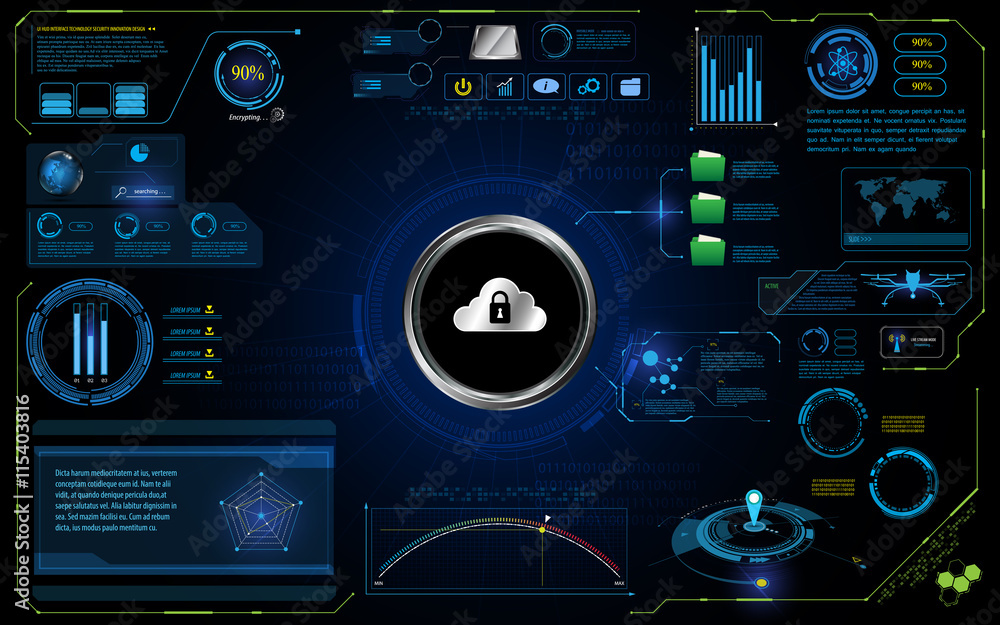 Poster abstract hud interface ui technology security innovation concept background