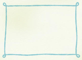 画用紙にクレヨンで手書きしたようなシンプルなフレーム・背景素材　横長　ブルー系