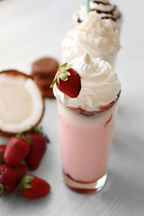 Delicious milkshakes, closeup