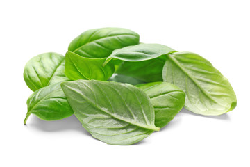 Basil leaves, isolated on white