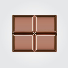 Dark chocolate bar on white background