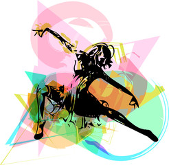 Naklejki  Abstrakcyjna ilustracja kobiet tańczących