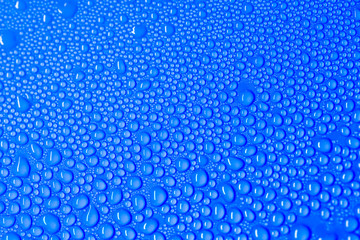 drop of water on blue background