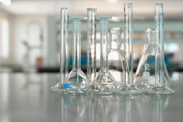 scientific glassware in laboratory