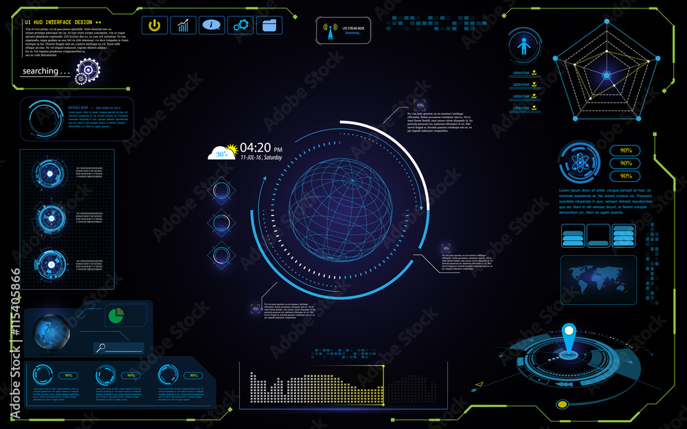 Poster ui futuristic hud interface interactive visualization sci fi concept design