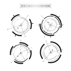 set of 4 futuristic icon elements design tech sci fi concept