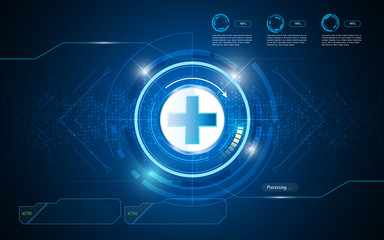 health care digital texture circle pattern with interactive button background