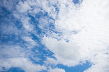 The blue sky with white cloud as background