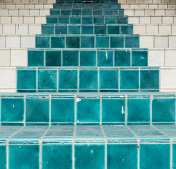 Green and white Tile Staircase