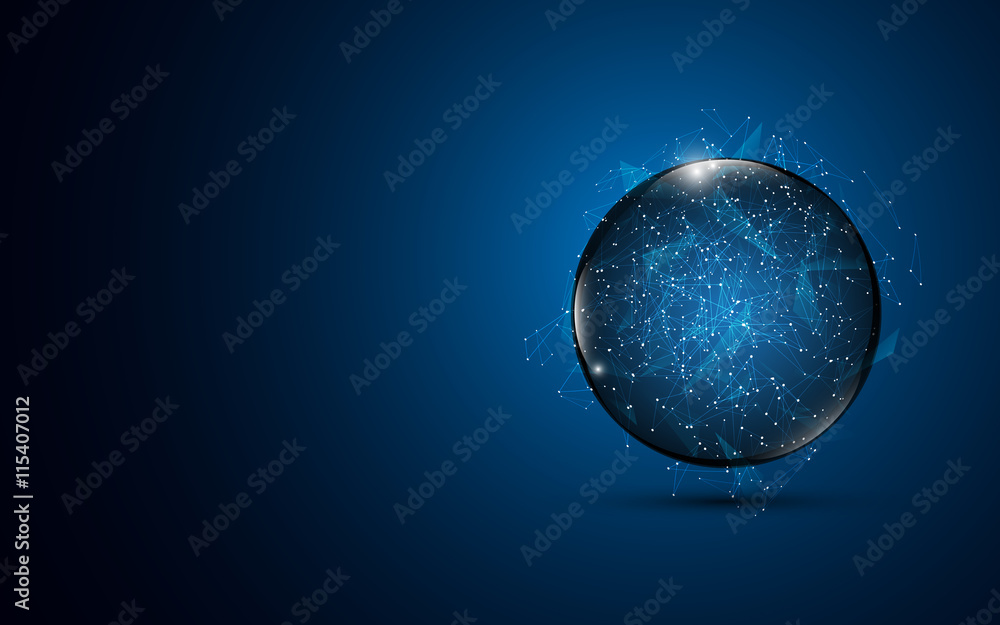 Poster abstract sphere connection technology internet networking concept design background