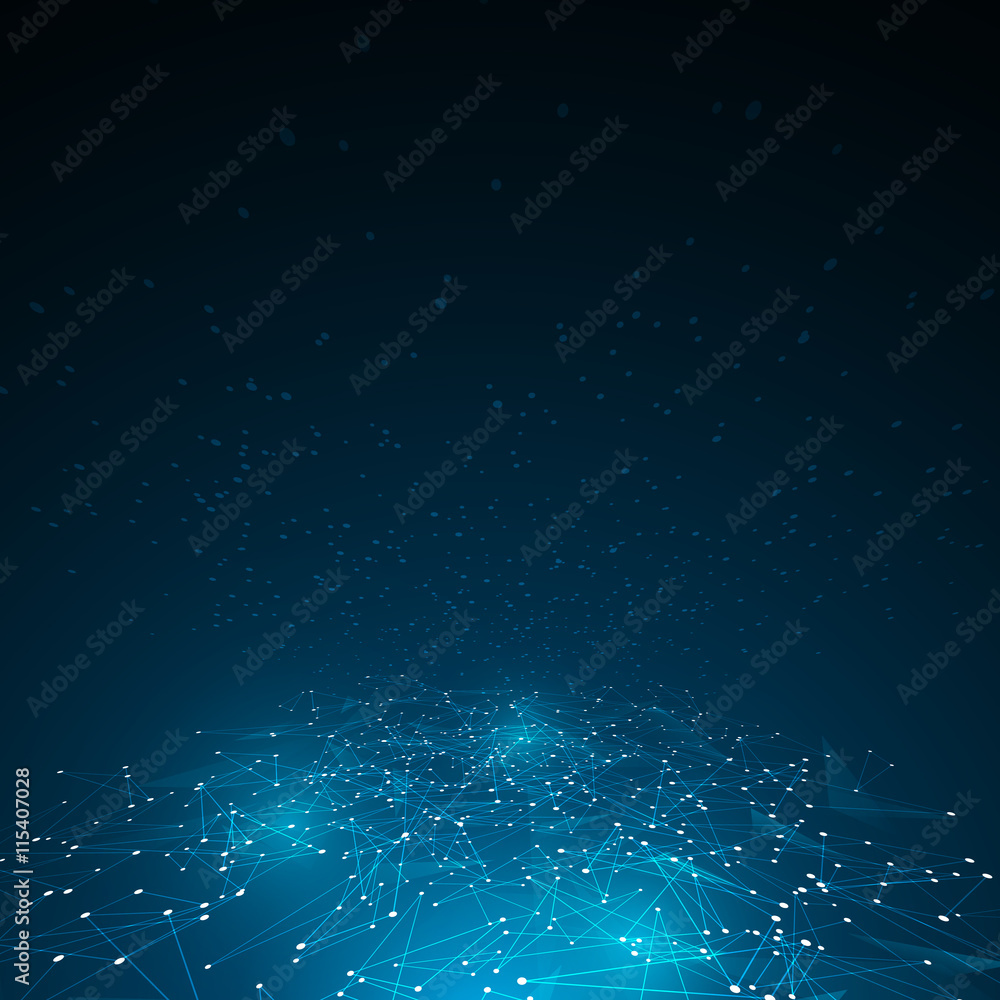 Poster geometric polygonal sci fi technology concept dynamic perspective design background