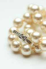 Diamond ring and pearls