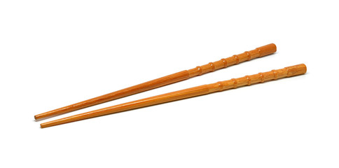 Wooden chopsticks isolated on white
