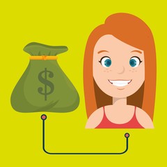 woman with  bag money isolated icon design, vector illustration  graphic 